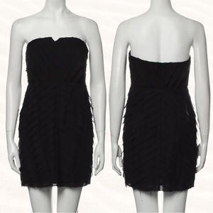 NWT Adam Lippes 100% Silk Tiered Raw Mini Cocktail Strapless Dress LBD Size 2